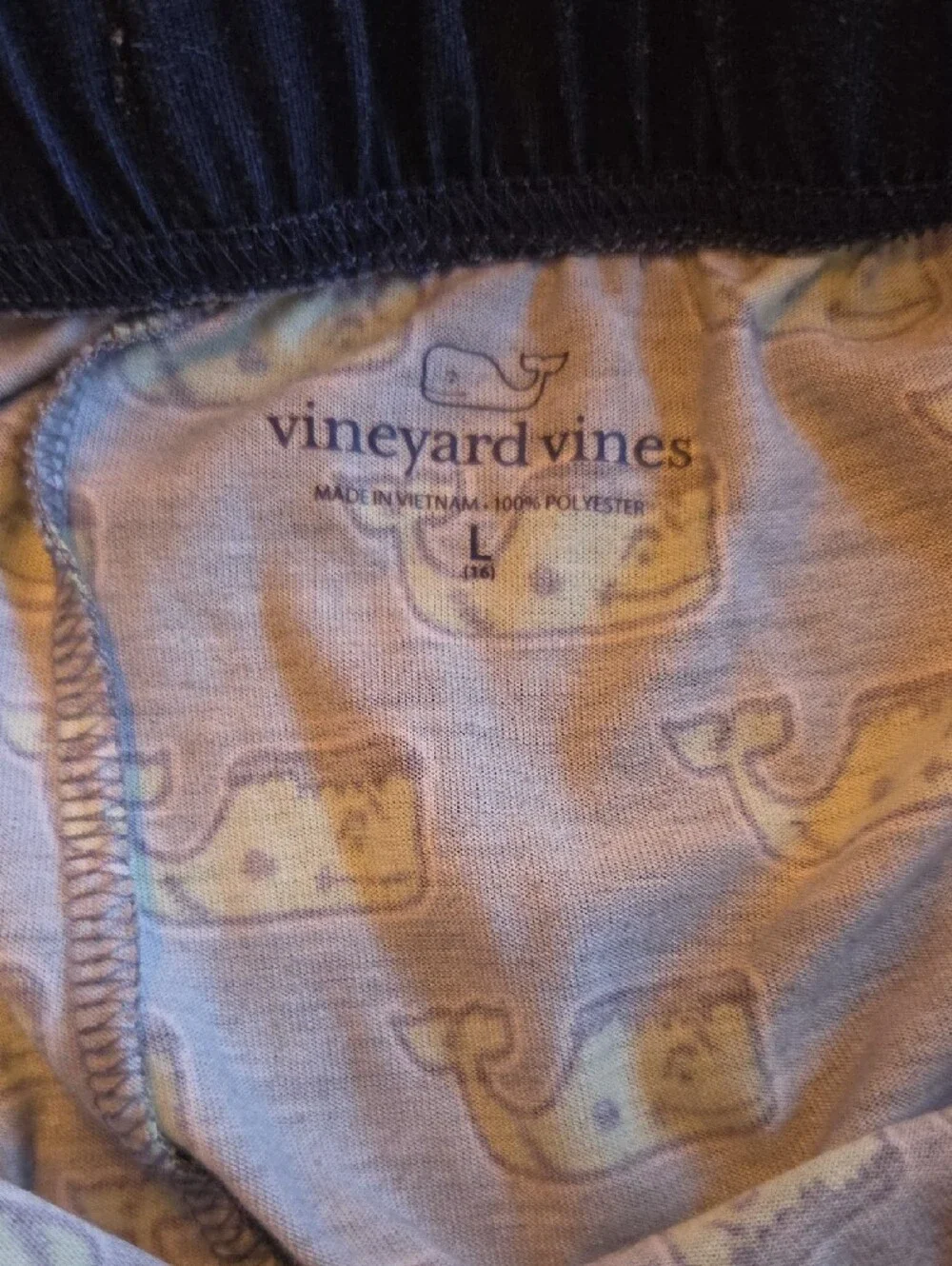 Boys Vineyard Vines Gray Halloween Whale Print Pajama Pants PJs Sz Large